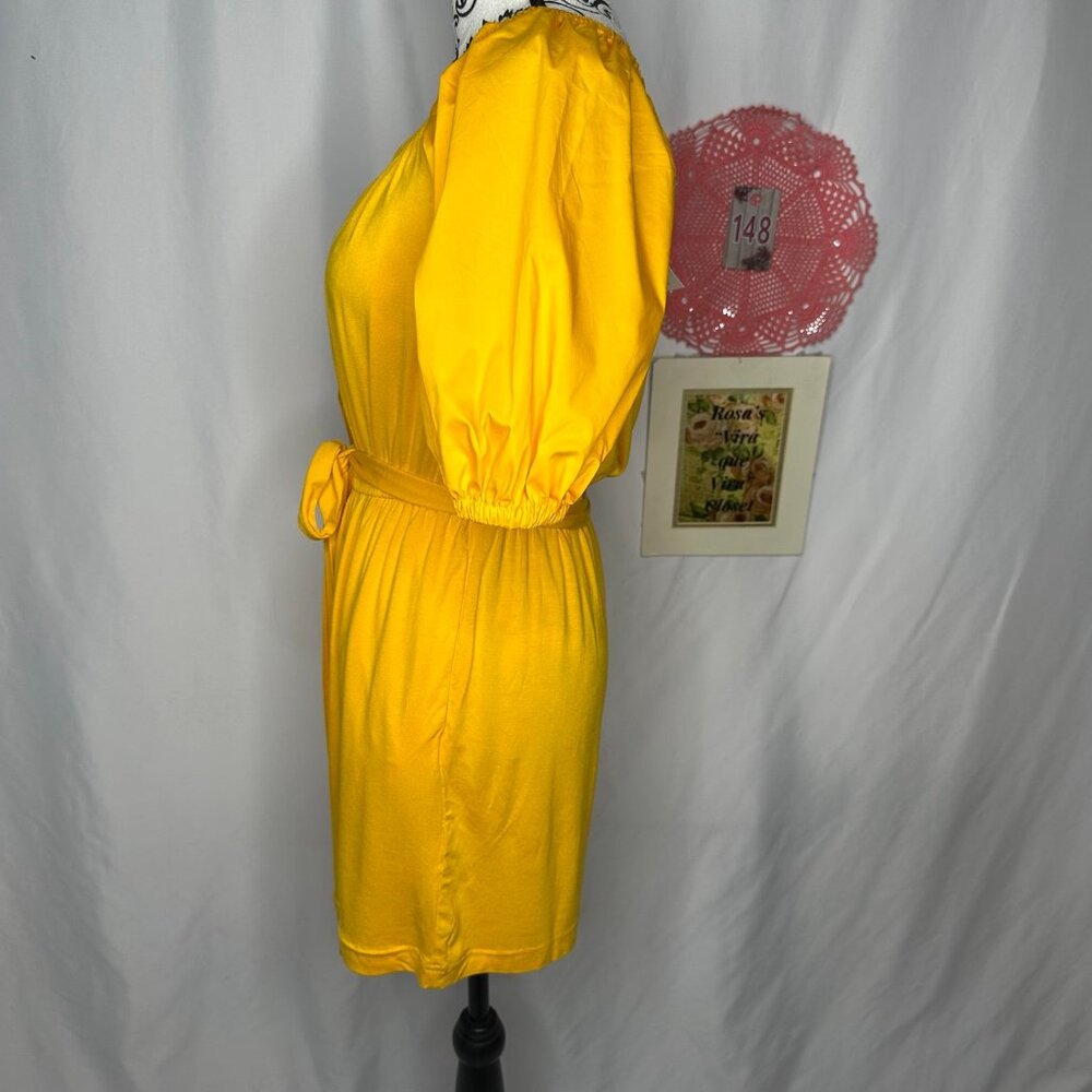 NWR NY & Co. Yellow Belted Square-Neck Poplin Short Romper Size S - Picture 6 of 12